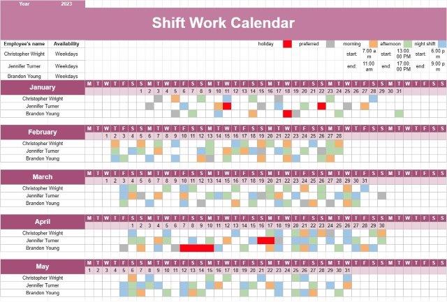 Calendário de Trabalho por Turno